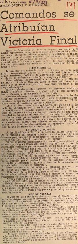 Comandos se atribuían victoria final