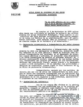 Notas sobre el gobierno de Don Jorge Alessandri Rodríguez
