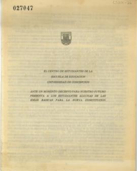 Documento informativo del Centro de estudiantes de la Escuela de Educación de UDEC que presenta l...