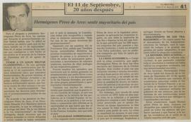 Recorte de prensa de La Segunda con artículo sin título de Hermógenes Pérez de Arce, en el marco ...