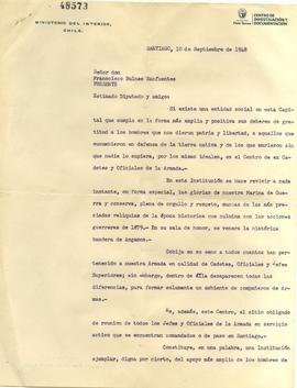 Carta firmada a Francisco Bulnes Sanfuentes desde el Ministerio del Interior de Chile