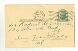 Carta postal manuscrita y firmada de Gabriela Mistral dirigida a Raquel Tapia Caballero con motiv...