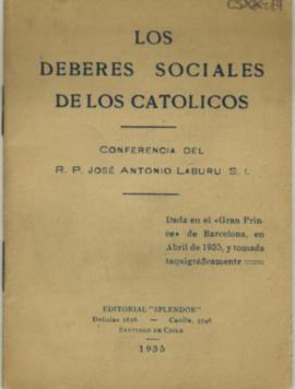 Librillo de la conferencia presentada por José Antonio Laburu, titulado Los deberes sociales de l...