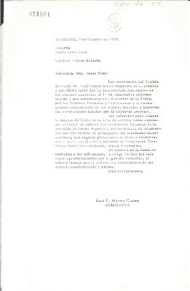 [Agradece mediaciones realizadas por Lucía Santa Cruz en Gran Bretaña]