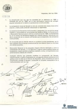 Escrito formal firmado por la Comisión y Directiva de Renovación Nacional