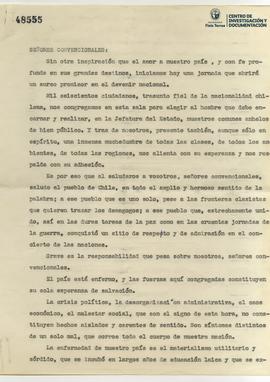 Discurso sobre la realidad nacional del país