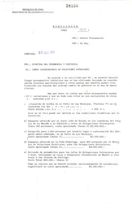 [Remite presupuesto tentativos para el subsecretario de relaciones exteriores]