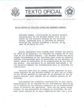 Declaración de Leonard Garment, representante de los Estados Unidos ante la Comisión de los Derec...