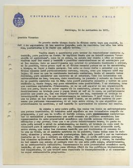 Carta mecanografiada de Gonzalo Izquierdo a Vicente Urbistondo con motivo de entregar un análisis...