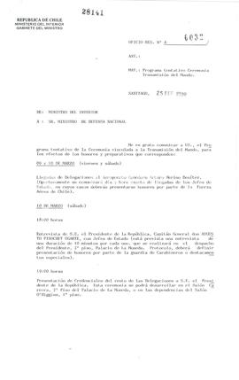[Informa sobre la restitución a Carabineros de Chile de los escoltas asignados al Presidente del ...