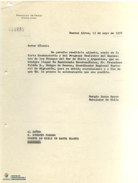 Cartas de Sergio Onofre Jarpa al Cónsul de Chile en Bahía blanca Eugenio Parada y al Cónsul en Ne...