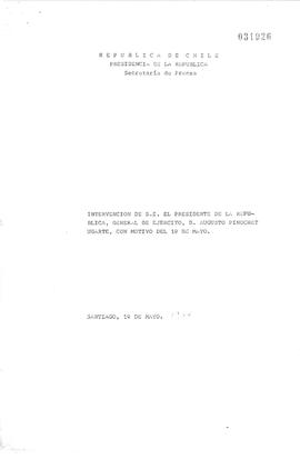 Intervención de Augusto Pinochet Ugarte, con motivo del 1° de Mayo.