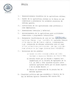 [Documento sobre la síntesis histórica del desarrollo agrícola en Chile]