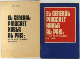 Discurso mecanografiado, pronunciado por Augusto Pinochet, titulado El general Pinochet habla al ...