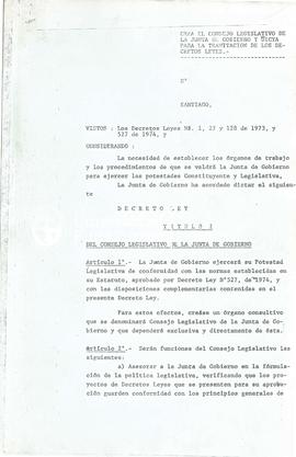 Crea el Consejo Legislativo de la Junta de Gobierno