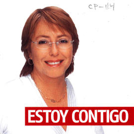 Sticker propagandístico de Michelle Bachelet a la presidencia