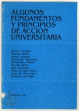 Revista con reflexiones en torno al quehacer universitario, titulada Algunos fundamentos y princi...