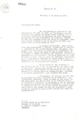 [Propuesta de planta definitiva de personal al Consejo del Estado]