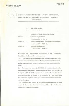 Proyecto de Decreto Ley sobre aumento de Pensiones