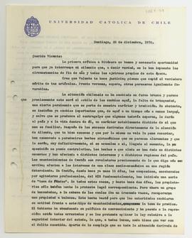 Carta mecanografiada de Gonzalo Izquierdo a Vicente Urbistondo  con motivo de entregar un análisi...