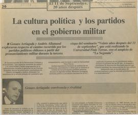 Recorte de prensa de La Segunda con artículo de Genaro Arriagada y Andrés Allamand, titulado &quo...