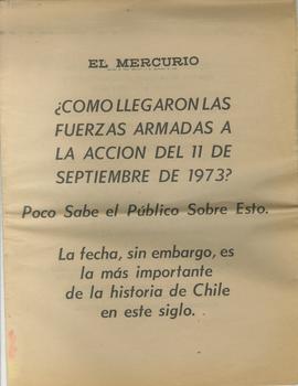 Cuerpo recopilatorio del periódico El Mercurio donde se plantea un reportaje conmemorativo a los ...