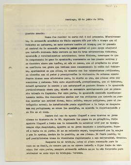 Carta mecanografiada de Gonzalo Izquierdo a Arnold [desconocido] con motivo de entregar un anális...
