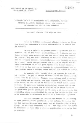 Transcripción textual del discurso de Augusto Pinochet Ugarte, con motivo de la celebración del D...
