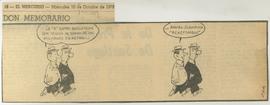 Recorte de prensa con caricatura titulada "Don Memorario", en El Mercurio, firmado por ...
