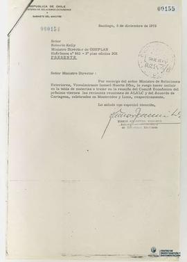 Fotocopia de carta firmada de Tomás Amenabar Vergara a Roberto Kelly con motivo de solicitar el t...