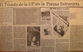 El triunfo de la UP en la prensa extranjera