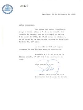 [Recordatorio de reunión del Consejo de Estado en Asociación Chilena de Seguridad]