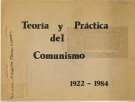 Librillo mecanografiado con inscripciones manuscritas, titulado Teoría y práctica del comunismo