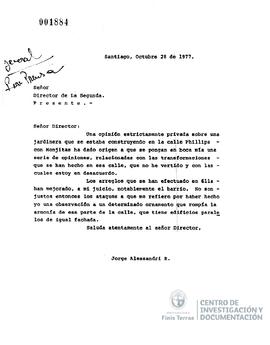 Carta de Jorge Alessandri al Director de La Segunda