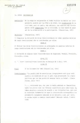 [Etapas para la transición política elaboradas por la Junta de Gobierno]