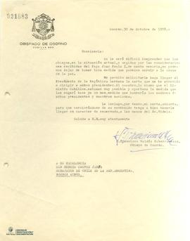 Carta firmada de Francisco Valdés Subercaseaux a Sergio Onofre Jarpa