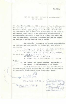 Acta de recepción y entrega de la Intendencia de Valparaíso