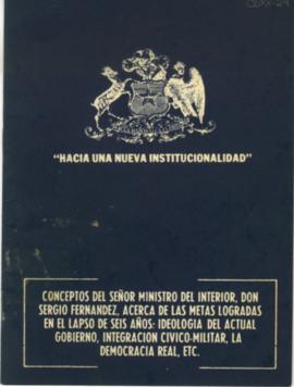 Librillo de tipo informativo y conceptual por parte del entonces ministro Sergio Fernández, titul...