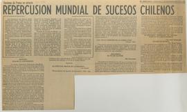 Recorte de prensa con artículo recopilatorio en El Mercurio de distintas notas publicadas en otro...