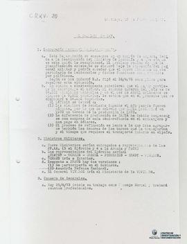 Fotocopia de memorándum Nº 247 sobre las exigencias de las FF. AA., el rol de la Secretaría Nacio...
