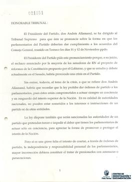 Transcripción de discusión senatorial de Sergio Onofre Jarpa