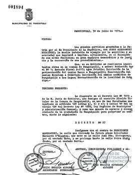 Carta dirigida a  Jorge Alessandri de Luis Emaldia Alvarado