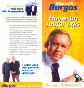 Folleto propagandístico con programa de Jorge Burgos para candidato a diputado