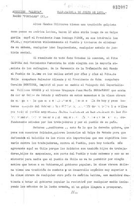 [Tradición golpista de altos mandos militares]