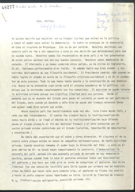 Entrevista de James Whelan al General Matthei, realizada en el edificio Diego Portales (Actual GAM)