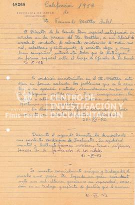 [Informe de calificación Fernando Matthei en la Escuela de Oficiales de la Aviación]