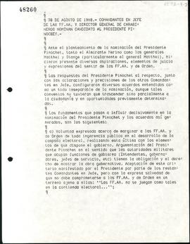 Actas de diversas reuniones realizadas el año 1988 bajo el contexto del Plebiscito Nacional en la...