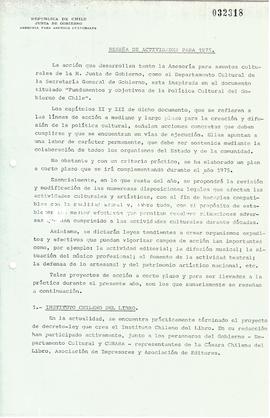 [Detalla propuestas culturales a desarrollar durante 1975]
