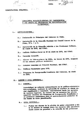 Directiva político-social de emergencia y de apoyo al Programa de Recuperación Económica
