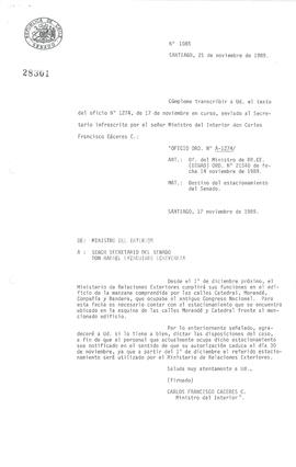 [Solicita estacionamiento al Secretario del Estado]